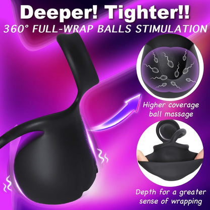 Tragbarer Hodensack Rollender Penis Trainer Stimulator Cock Ring mit 9 Vibrationsmodi