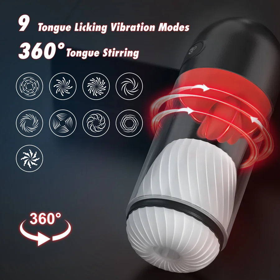 360° Zungenlecken Automatischer Masturbatoren Penistrainer mit 9 Vibrationsmodi