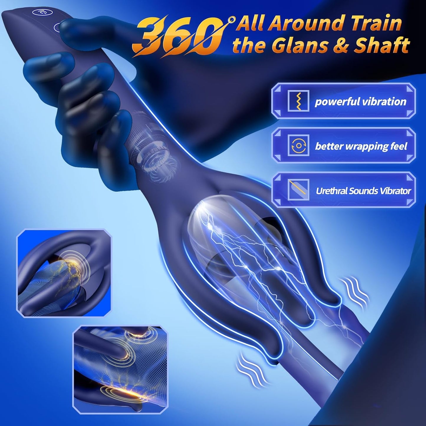360° Tentakel Wrap Penisvibrator Eicheltrainer Stroker mit 10 Trainings und Vibrationsmodi
