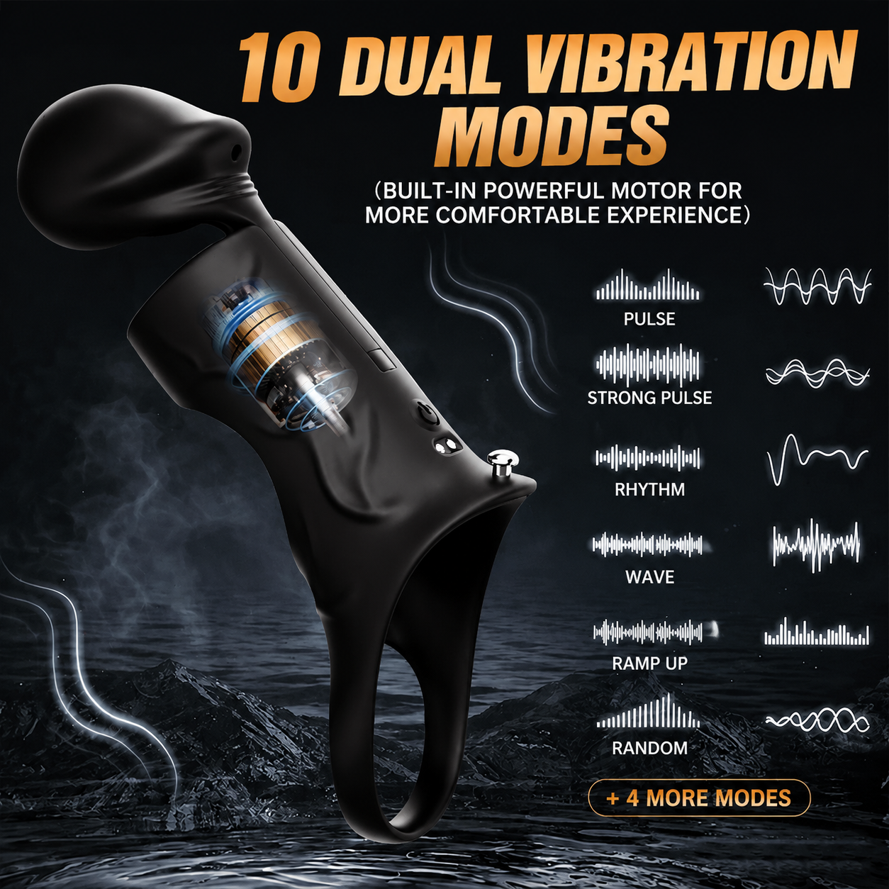 2 IN 1 Penisring Eicheltrainer Vibrator Penishülle Masturbator mit 10 Vibration