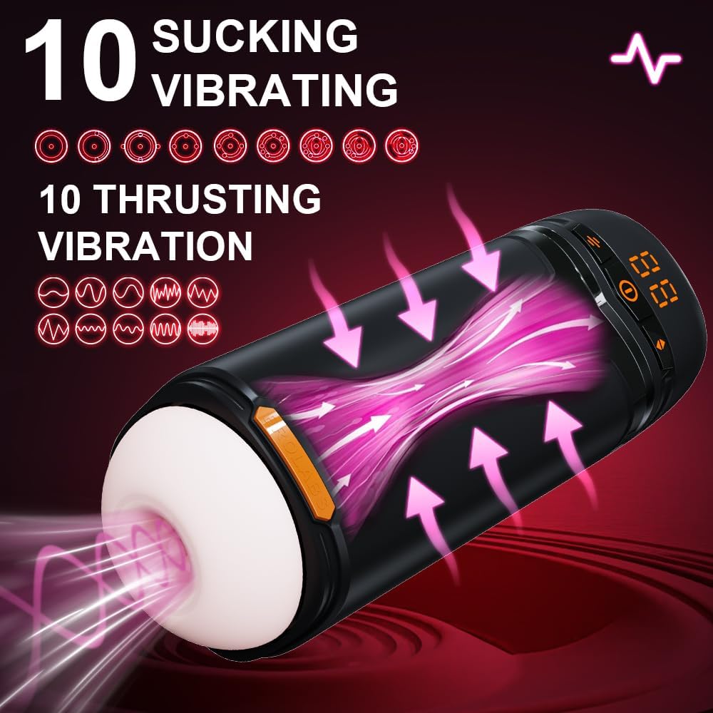 LED-Anzeige Automatischer Masturbator Stroker mit 10 Saug & Stoß & Vibrationsmodi