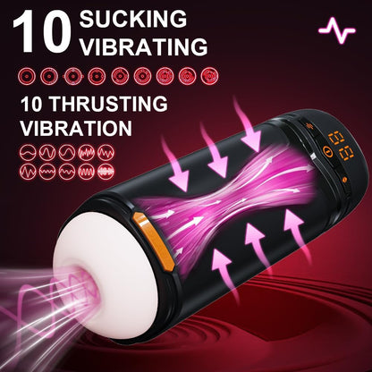 LED-Anzeige Automatischer Masturbator Stroker mit 10 Saug & Stoß & Vibrationsmodi