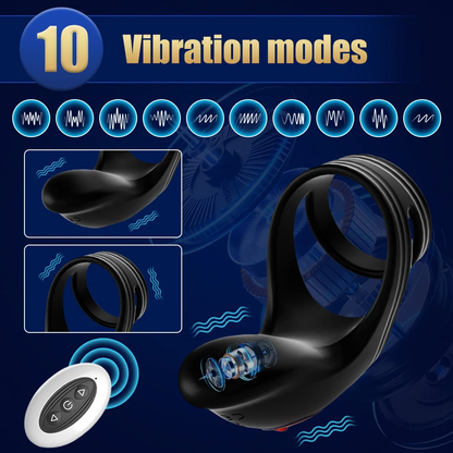 Doppelte Stimulation Penis Trainer Vibrator Cockring mit 10 Kraftvolle Vibrationen