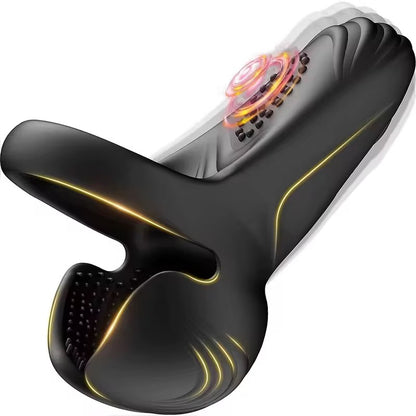 Doppel-Hodensack Penistrainer Vibrator Cock Ring mit 10 Vibrationsmodi