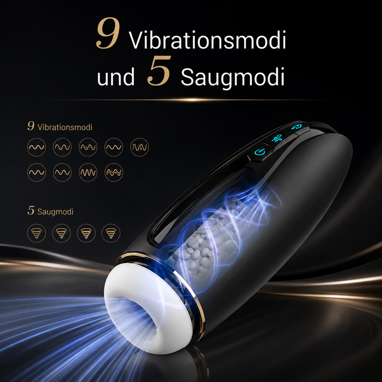 Automatischer Masturbationsbecher Glans Stimulator mit 9 Vibrationsmodi und 5 Saugmodi