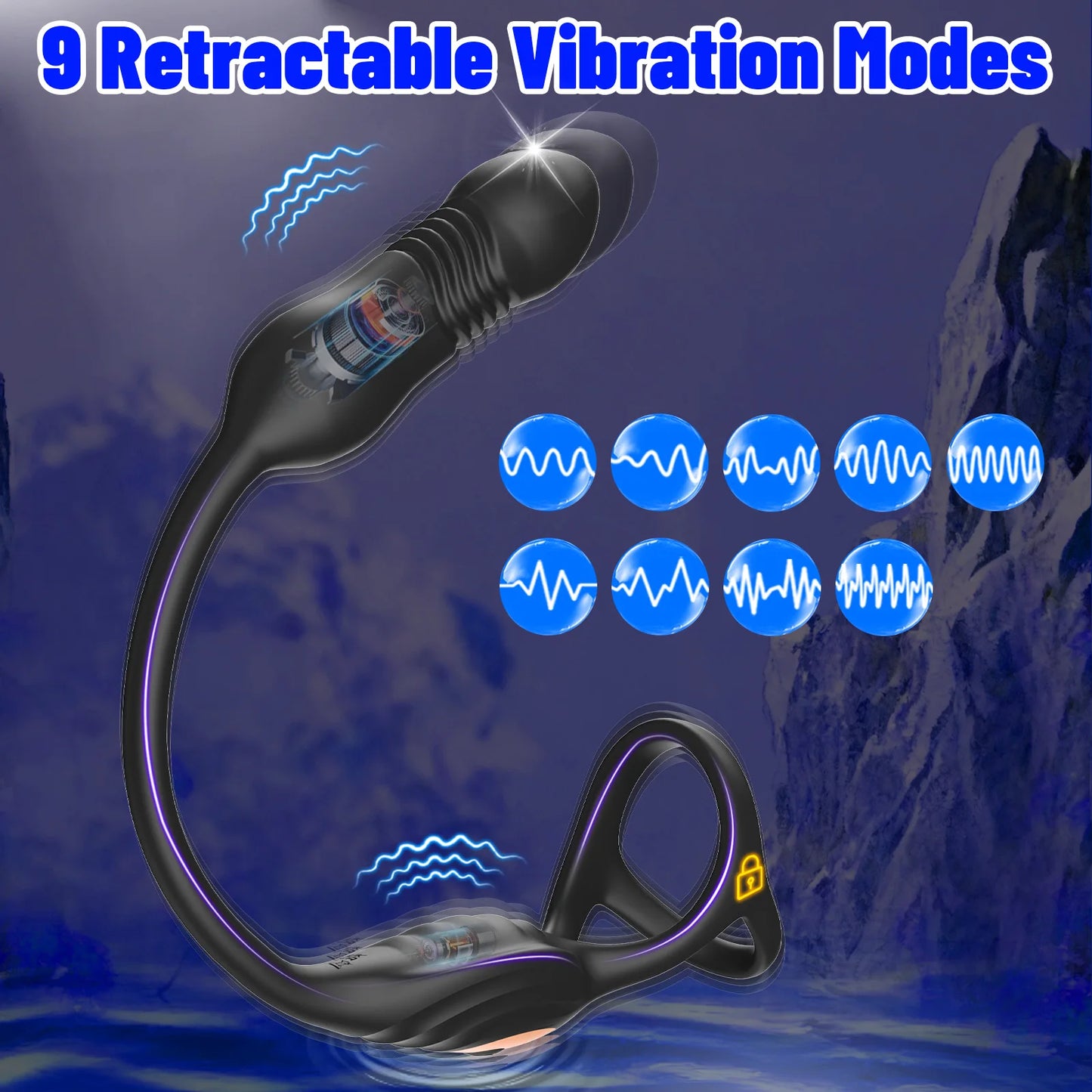 Thrusting Anal Vibrator Prostata Massager Cockring mit 9 Vibrationsmodi