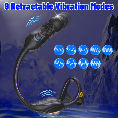 Thrusting Anal Vibrator Prostata Massager Cockring mit 9 Vibrationsmodi