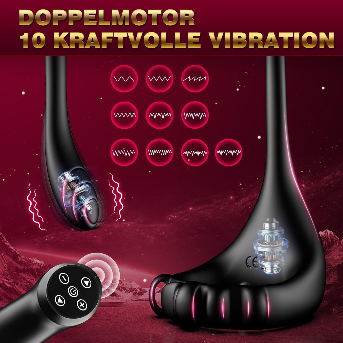 4 IN 1 Prostata Stimulation Buttplug Penisring Analvibratoren mit 10 Modi