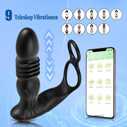 APP Analvibratoren Penisring Prostata Stimulation Anal Vibrator mit 9 Teleskop Vibrationsmodi