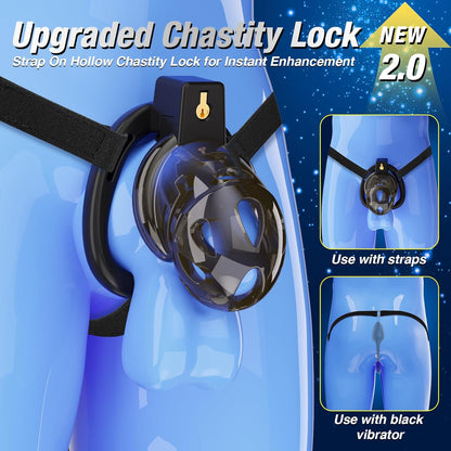 App-gesteuerter Keuschheitskäfig Schwarzem Riemen Penistrainer mit Ringe in 6 Größen