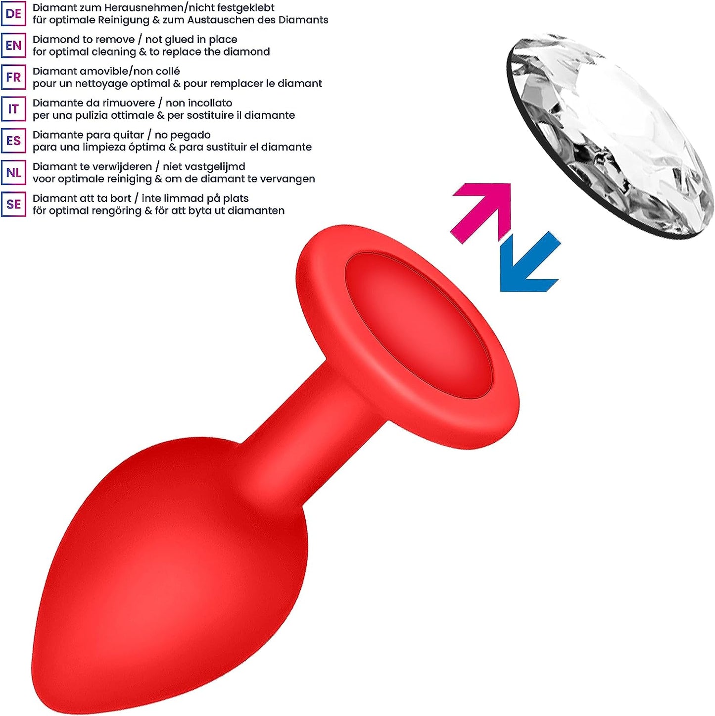 Silicone Anal Plug Small with Crystal Butt Plug 