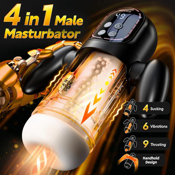 Automatischer Masturbator Blowjob Sexmaschine mit 4 Saug & 6 Vibrations & 9 Stoßmodi