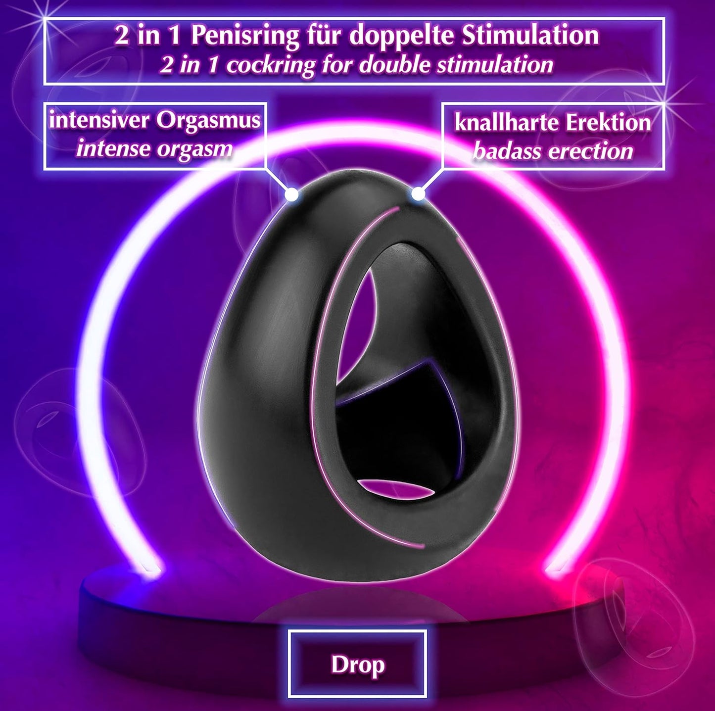 Dual penis ring 2-in-1 cock testicle ring erection aid for men 