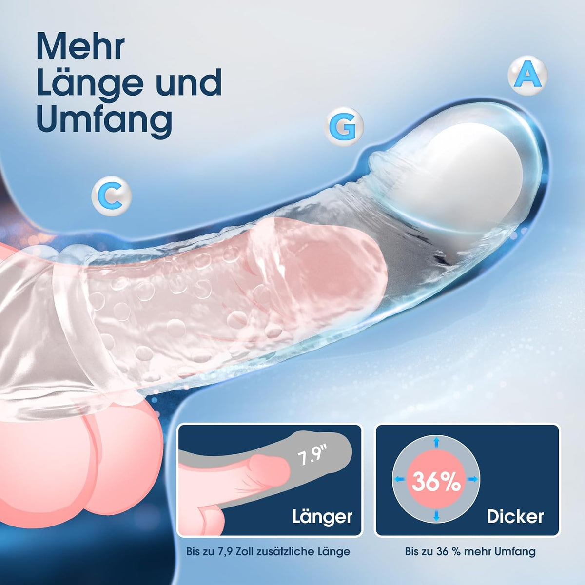 2er-Set Vibrierende Penishülle Penisverlängerung Cockring mit 10 Vibrationsmodi