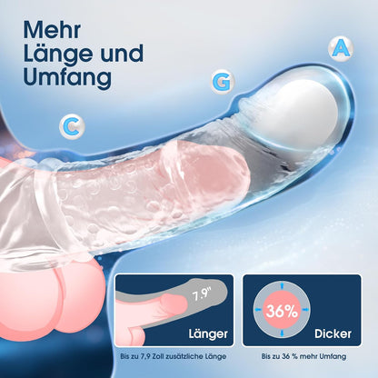 2er-Set Vibrierende Penishülle Penisverlängerung Cockring mit 10 Vibrationsmodi
