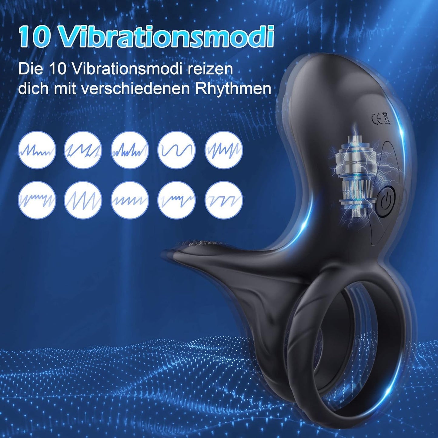 Cockring Klitoris Massage Penisring mit 10 Vibrationsmodi