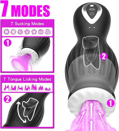 Männlicher Masturbator Zungenvibrator mit 7 * 7 Saugmodus