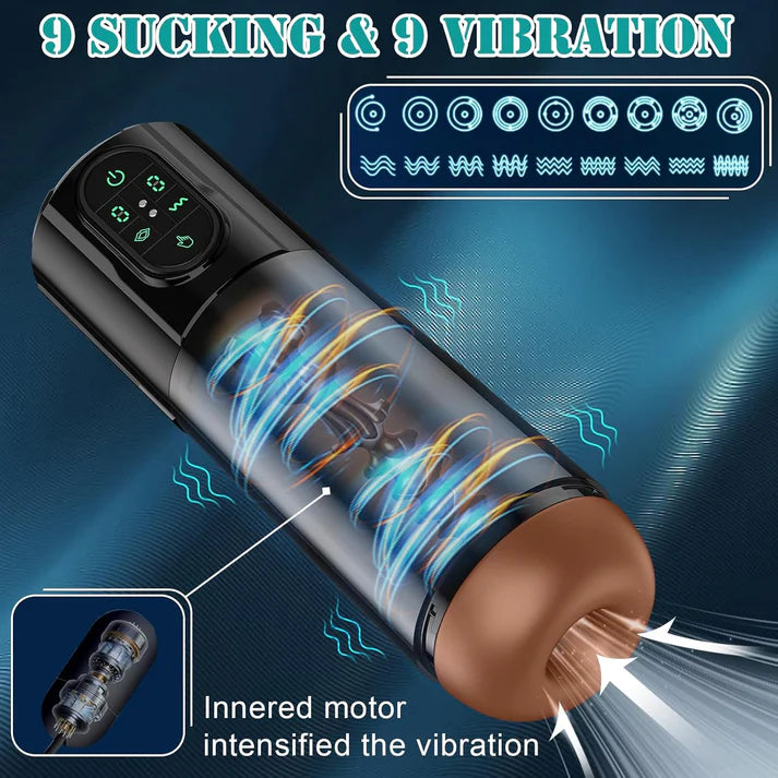 Automatischer Masturbator Taschenmuschi Penispumpe mit 9 Vibrations und Saugmodi