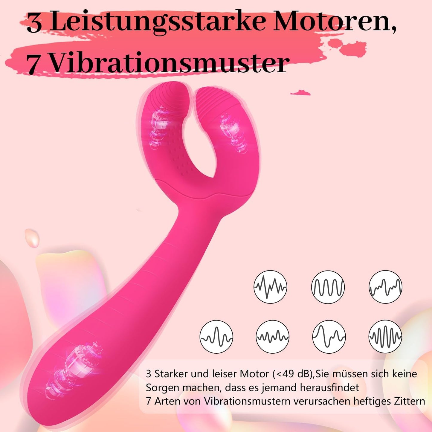 Dreifacher Vibrator Paarvibrator Klitoris G-punkt Dildo mit 7 Vibratorenmodi