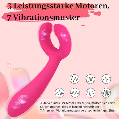Dreifacher Vibrator Paarvibrator Klitoris G-punkt Dildo mit 7 Vibratorenmodi