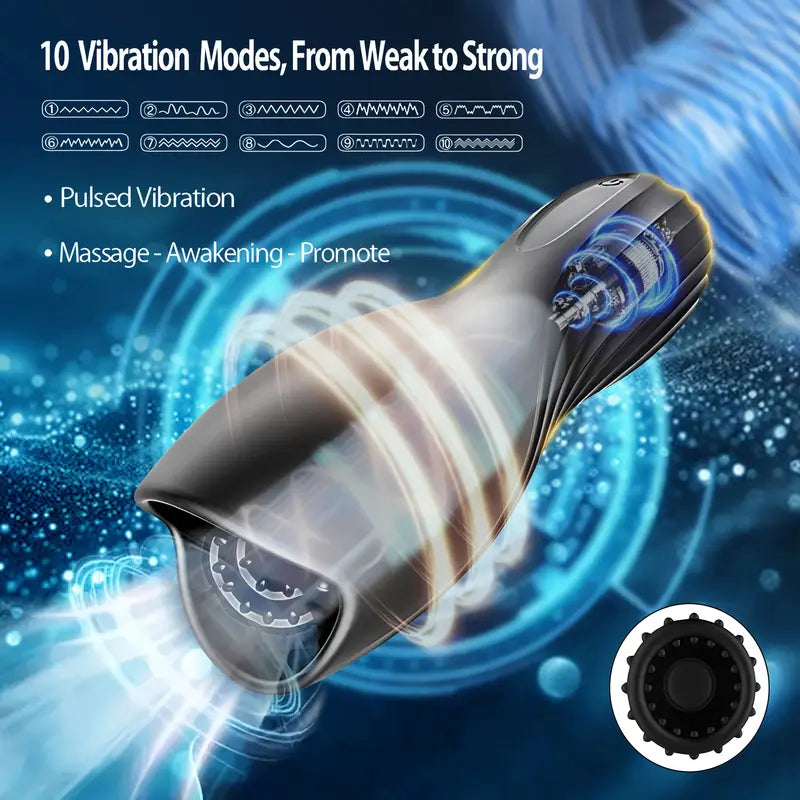 360° Training Wrap Automatischer Penistrainer Vibrator Stroker mit 10 Pulsvibrationsmodi