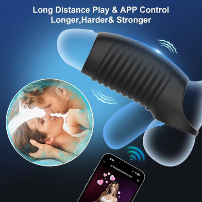 APP-Penisring Verlängerungsvibrator Penistrainer Penishüllen mit 10 Vibrationsstufen