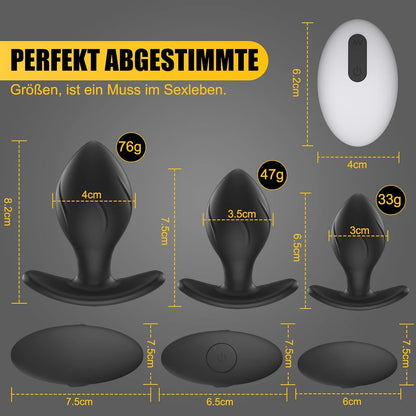 Klein Medium Groß Analvibrator Analplug Set mit 10 vibrationsmodi