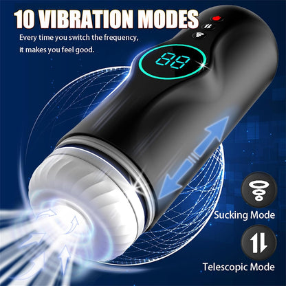 Automatischer Masturbator Penis Stroker Blowjob mit 5 Stoßbewegungen & Vibration & Heizfunktion