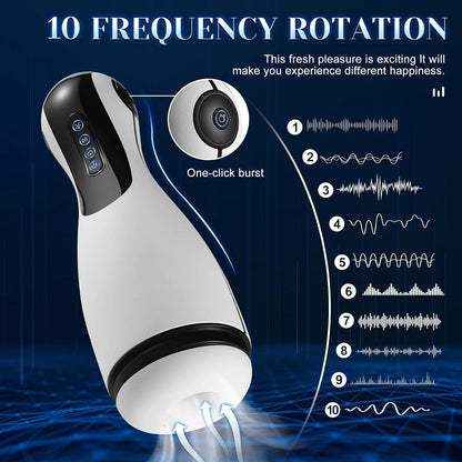 Automatischer Masturbator Penis Trainer Stroker Blowjob mit 10 Vibrations & 3 Saugmodi