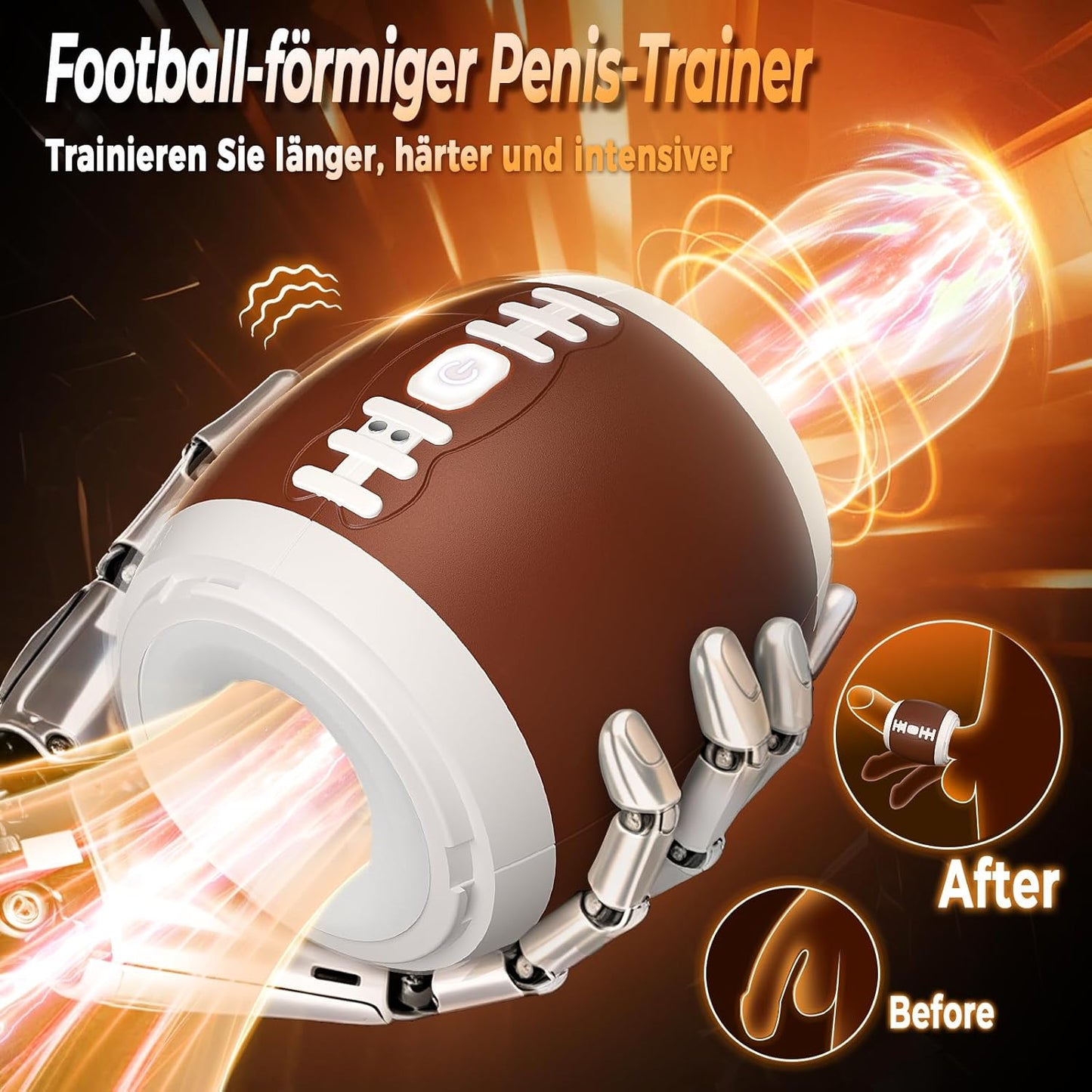 Fußballform Penis Trainer Blowjob Stroker Masturbator mit 12 Vibrationsmodi