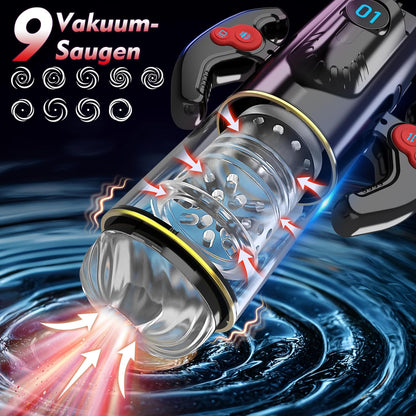 3 IN 1 Multifunktionale Elektrisch Mastubrator mit 9 Saugmodi sowie 9 Stoß- und Rotationsmodi