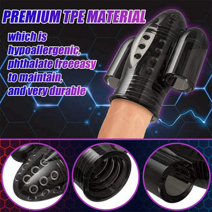 Eichelvibrator Penistrainer Verzögerungsmassagegerät mit 2 Motoren & 10 Vibrationsmodi