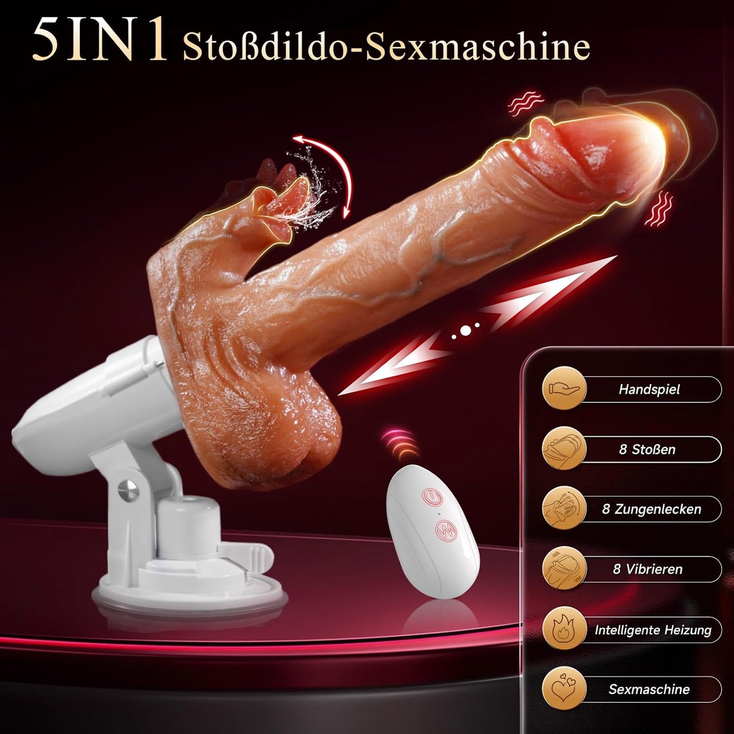 5 in 1 Realistischer Intelligenter Dildos mit 8 Vibrations und Stoßmodi