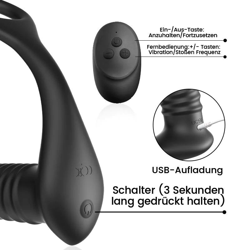 SIEG 3*10 Stoßen Vibrieren Eichel Prostata Vibrator Silikon