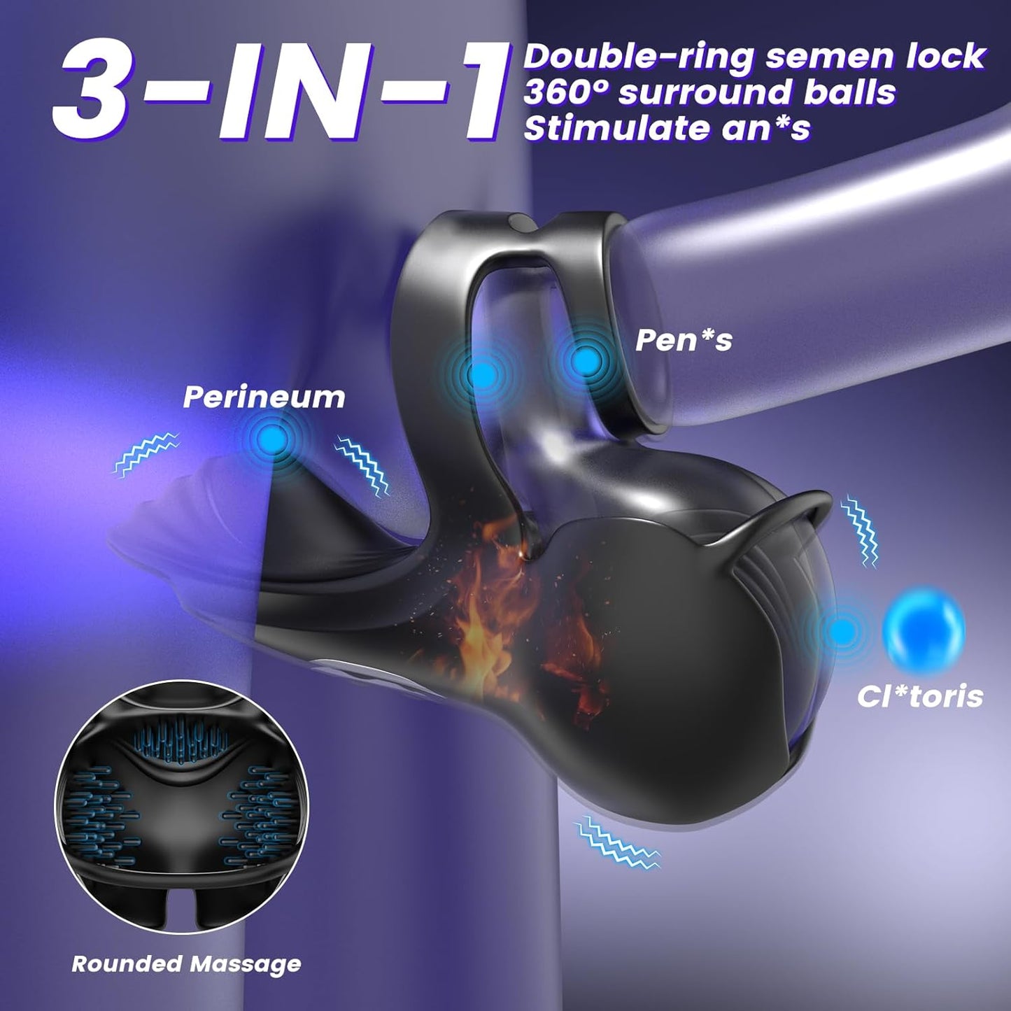 360° Hoden Vollabdeckungsstimulator Penistrainer Cock Ring mit 9 Vibrations & Heizmodi