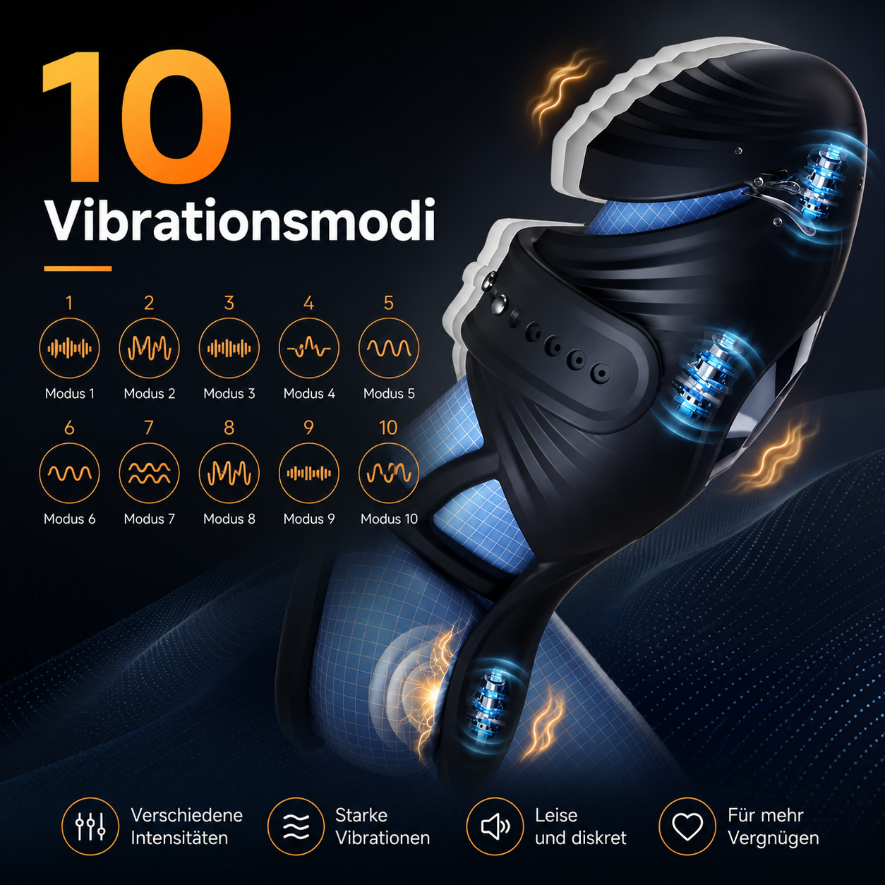 Elektrischer Penisring Eichelvibrator Masturbator mit 10 Vibrationsmodi