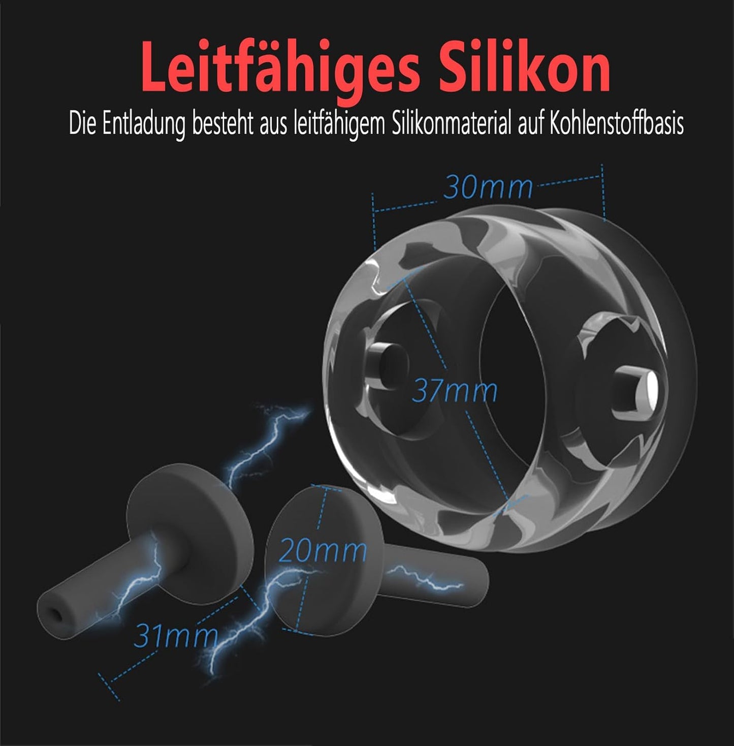 Elektro-Schock Penistrainer Cockring Stimulator mit Penis und Hodenringen