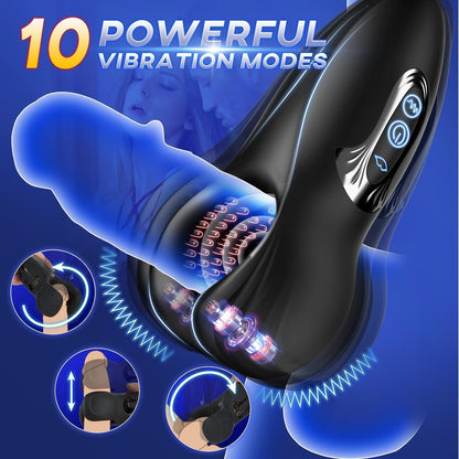 3-in-1 penisstimulator, penistrainer, 10 bijtmodi en 10 vibratiemodi 