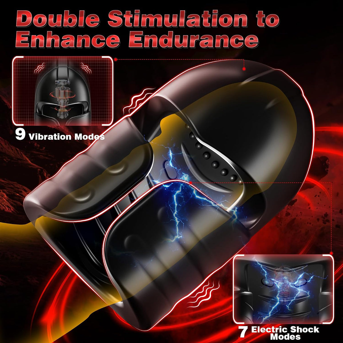 Elektro Schock Eichel Vibrator Penis Trainer Stimulator mit 12 Vibrationsmodi & 7 Stromschlag