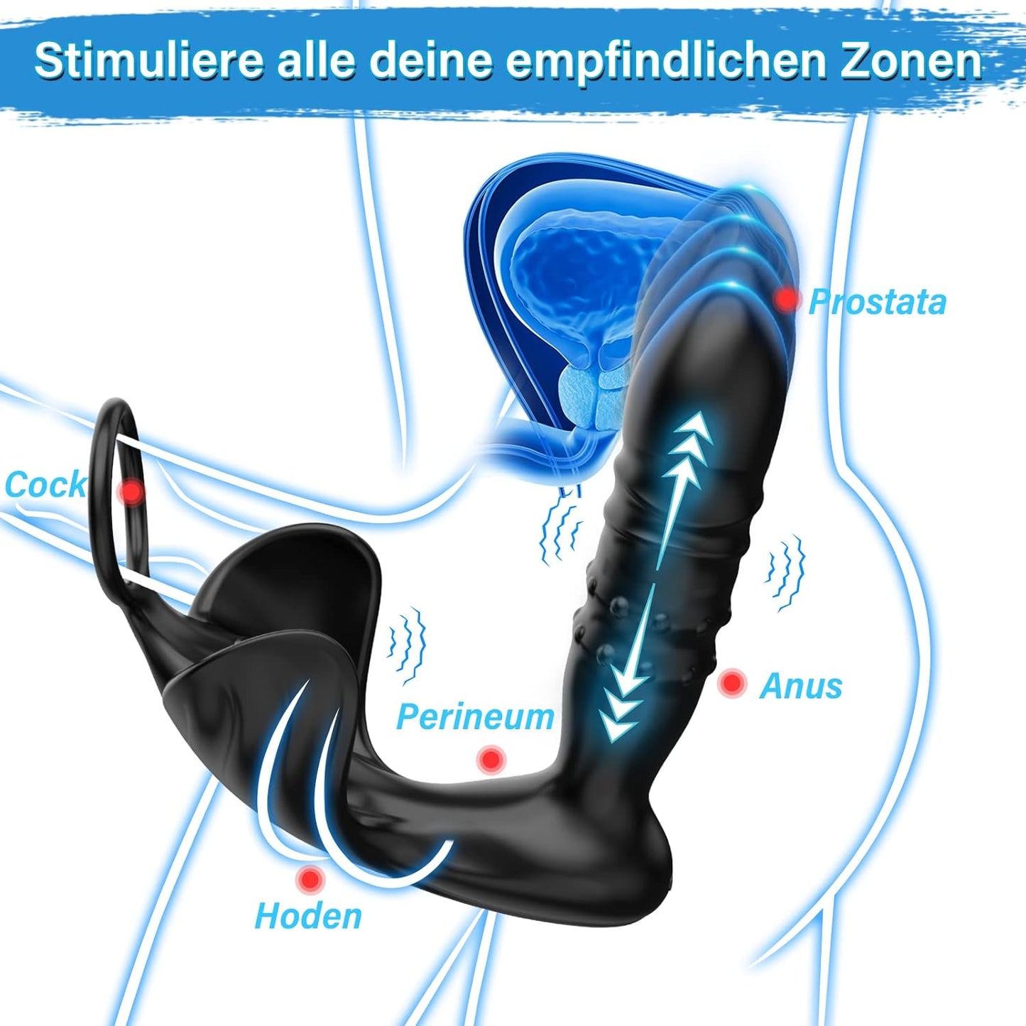 Intelligente App-Steuerung Analvibratoren Prostata Vibrator mit 9 Teleskopmodi 9 Vibrationsmodi