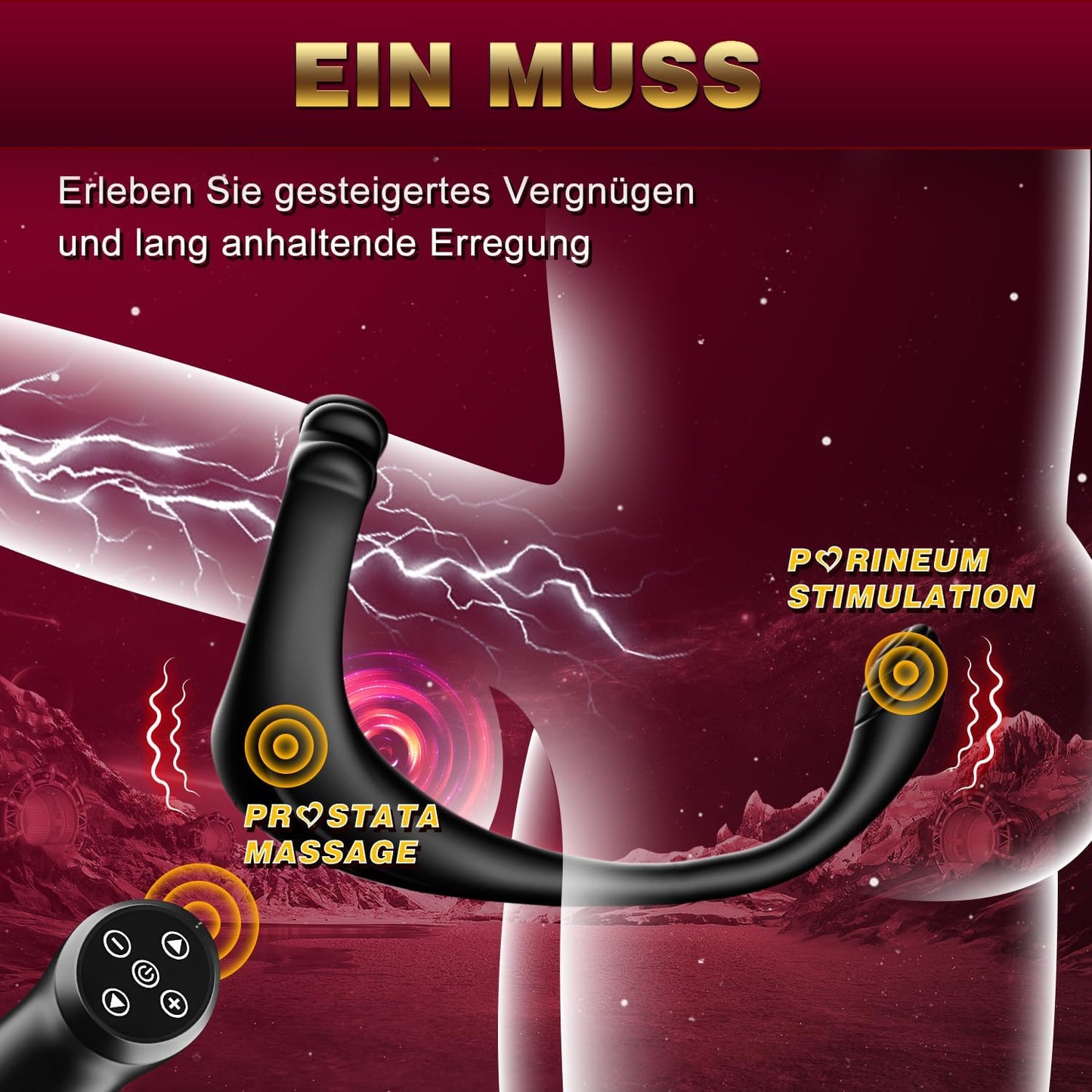 4 IN 1 Prostata Stimulation Buttplug Penisring Analvibratoren mit 10 Modi