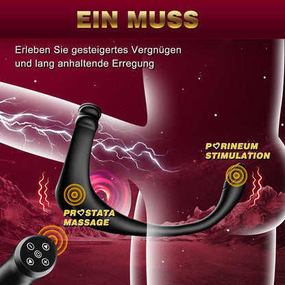 4 IN 1 Prostata Stimulation Buttplug Penisring Analvibratoren mit 10 Modi