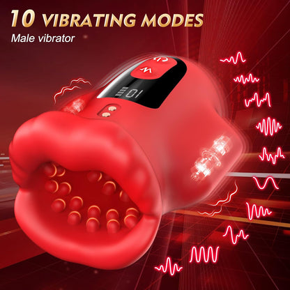 Auto Penis Vibrator Pussy Stroker Eicheltrainer mit 10 Vibrationsmodi und 2 Motoren