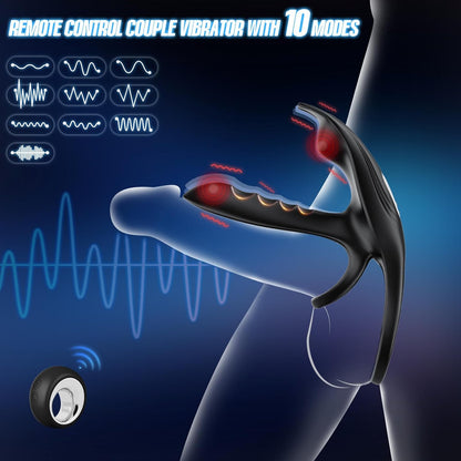 3 IN 1 Vibrating Cock Ring Penistrainer Klitorisstimulator mit 10 Modi
