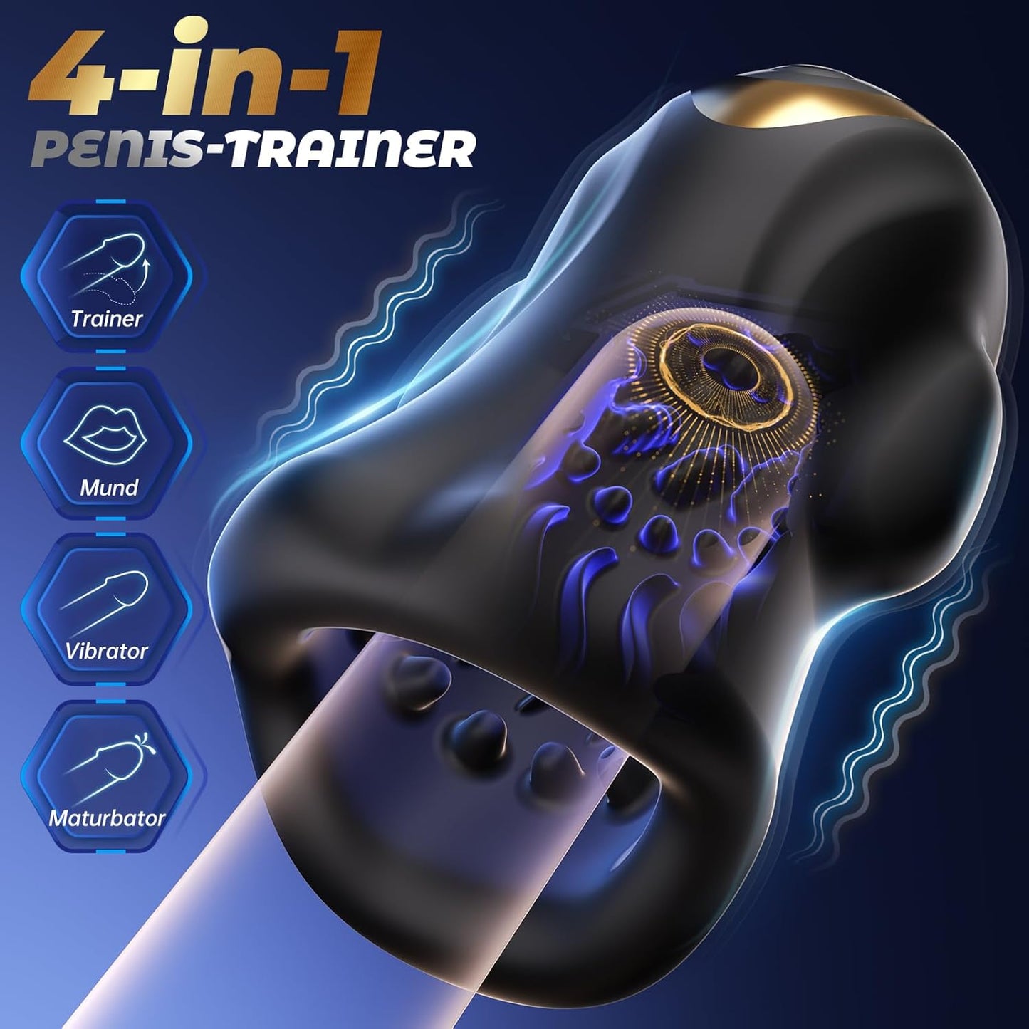 360° Umhüllt Penis Trainer Vibratorensets Masturbator Taschenmuschi mit 9 Modi