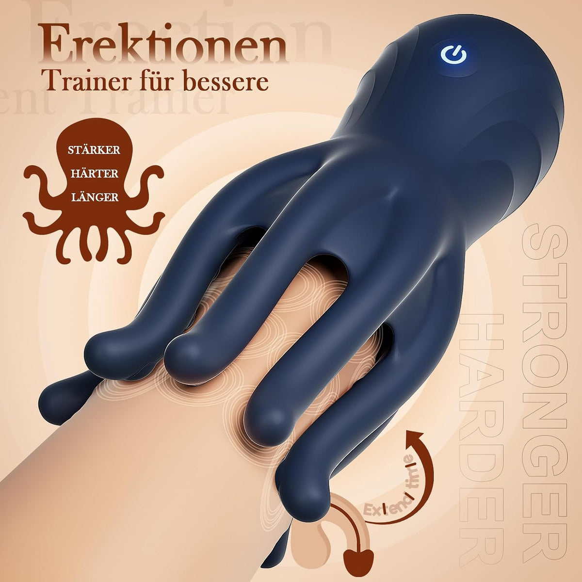 360° Umschließender Oktopus Penis Trainer Vibrator mit 10 Kraftvolle Vibrationsmodi