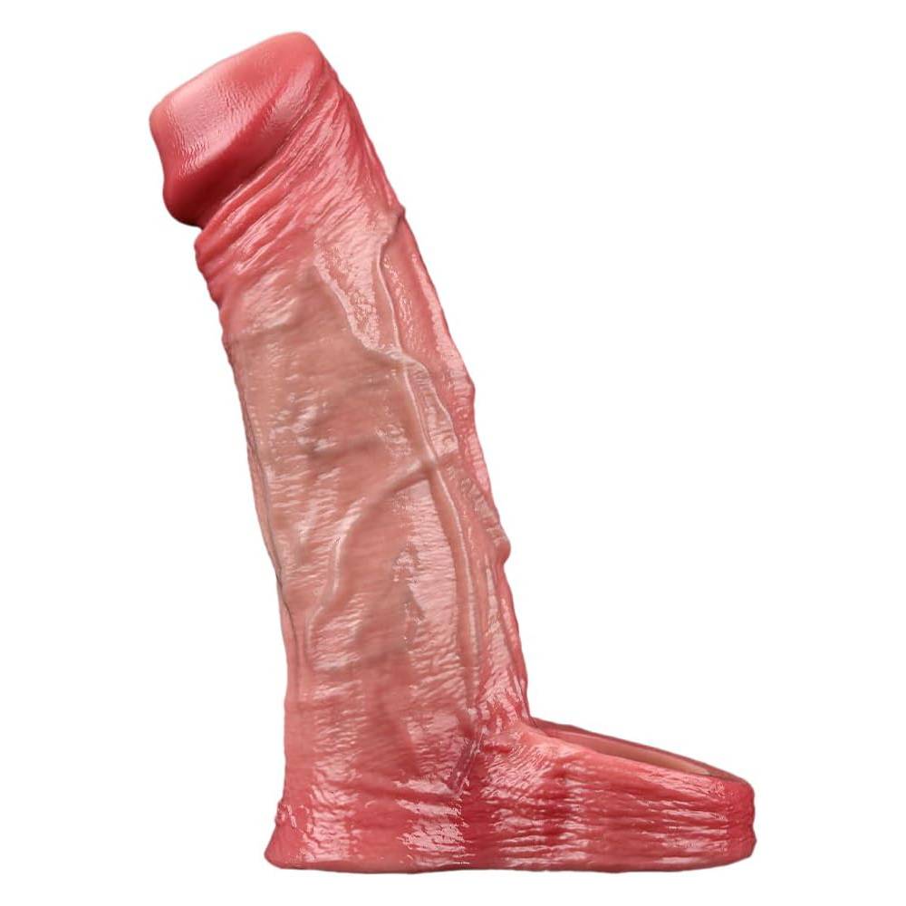 Flüssigsilikon Realistische Penishülle Penismanschetten mit Hodenring und Venenstruktur