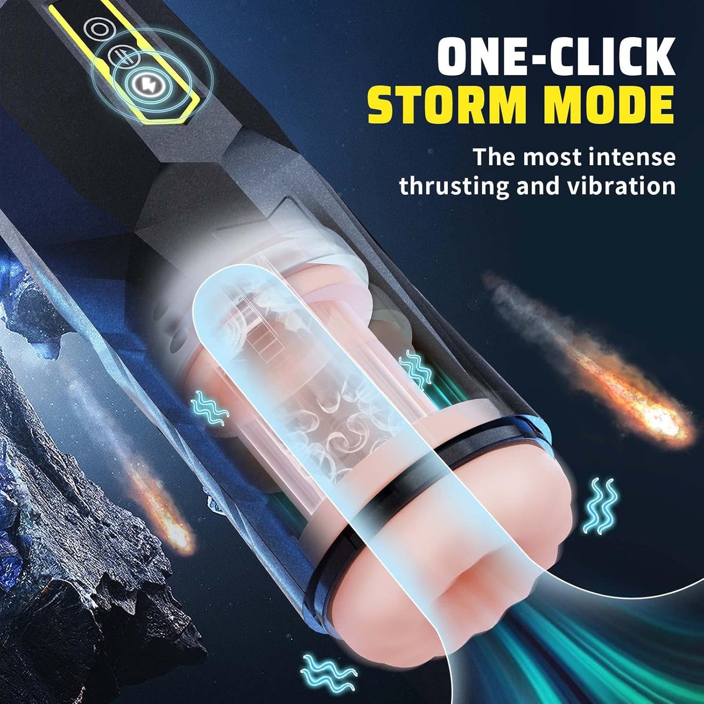 Elektrischer Masturbator Penistrainer mit 9 Vibrationsmodi und 9 Teleskopmodi