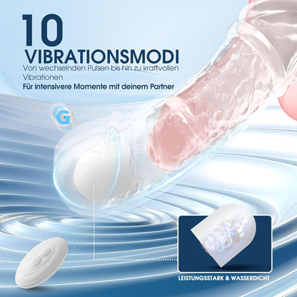2er-Set Vibrierende Penishülle Penisverlängerung Cockring mit 10 Vibrationsmodi