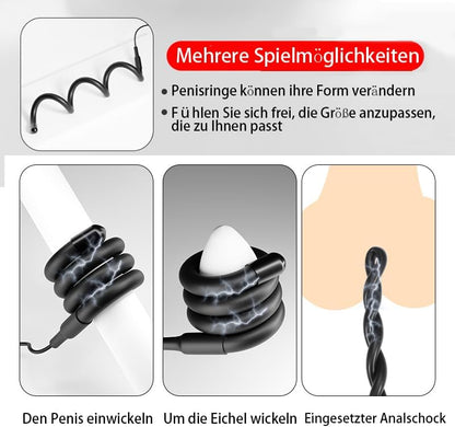 Elektro Schock Eichel Hülse Penis Trainer Set mit Penisringe Hodenring